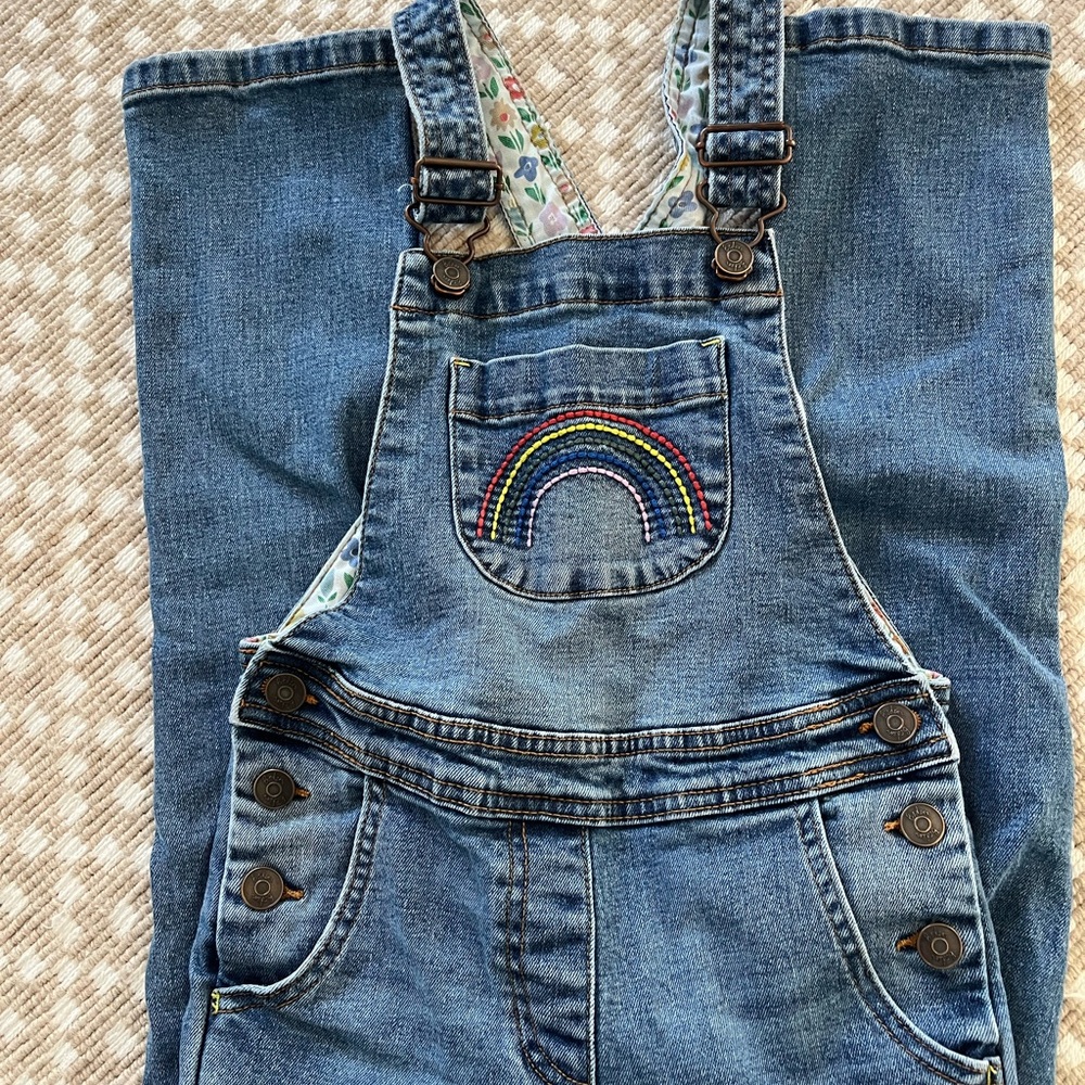 Boden Kids Denim Overalls with Rainbow
